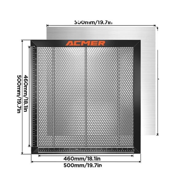 Laser Honeycomb Arbetsbord, CE-certifierat, Antislipmatta, Skala ingår,500x500x22mm
