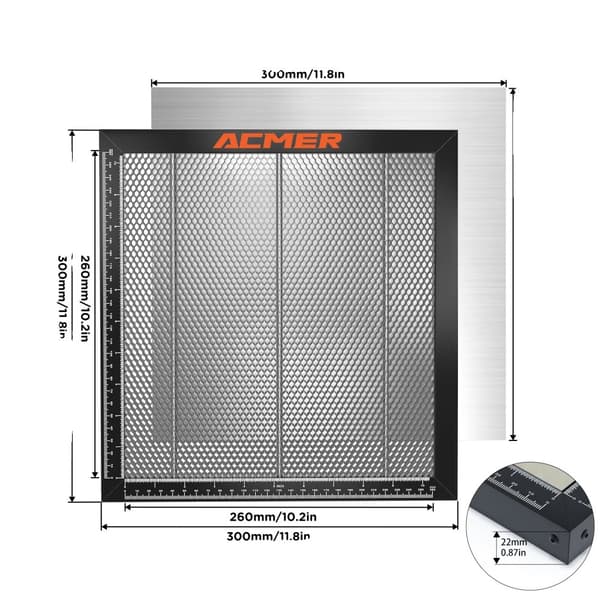 ACMER Laser Honeycomb Panel, alsidige størrelser, holdbart arbejdsbord,300X300mm300X300mm