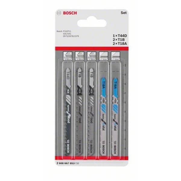 Bosch tillbehör 2608667853 Sticksågblad i trä och metall, 5 delar, dubbelt kamskaft 5 st.
