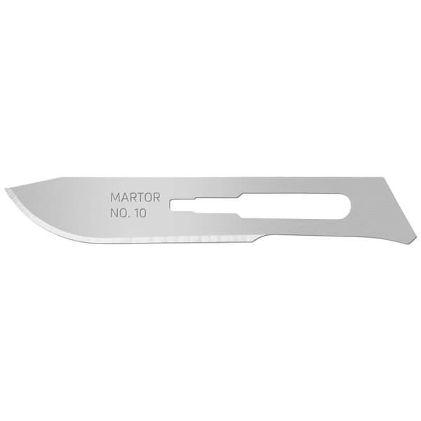 Ersättningsblad för skalpell - MARTOR - 10,50 - Stål - 10 stycken - Mått 41,7x7,2x0,4 mm
