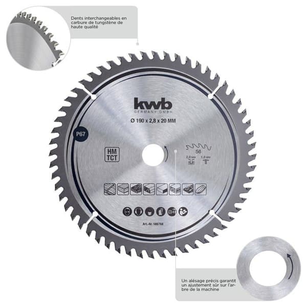 Kwb - 581568 - Lövträ snickeri cirkelsågblad 127 x 12,7 mm - 36 tänder Z-36 - Fint sågblad 75 mm