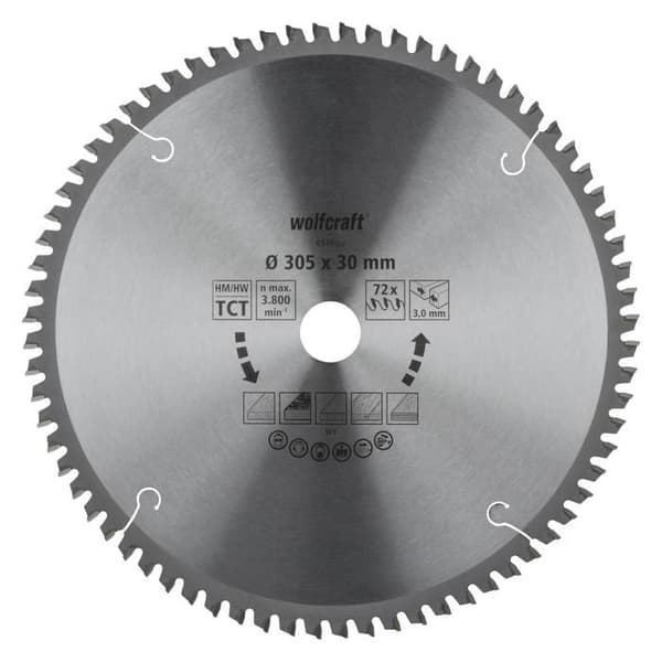 Klinga för geringssåg CT - wolfcraft - 72 Tänder och Diameter 305 mm - 6549000