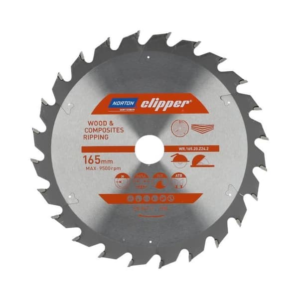 hårdmetallbladflöde 165x2,6-1,6x20 z24 norton klippare - 70184608046 slipskiva