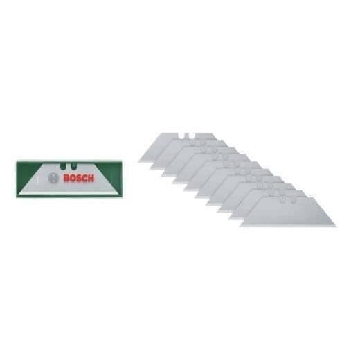 Bosch Set med 10 trapezformade blad (för fällkniv; för skärarbete; stål SK5; förvaringslåda)