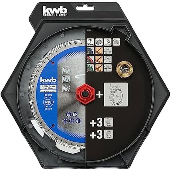 kwb ensemble av sågblad 210 x 30/20 / 16 mm för bärbara cirkelsågar eller cirkelsågar med bord