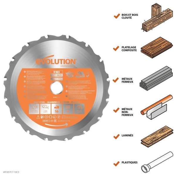 Evolution multimaterialblad 165 mm för cirkelsågar