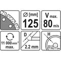 Miniatyrbild 3 av 3: Yato YT-6003, Segmenterad diamantklinga, Betong, Granit, 12,5 cm, 191 g, 1 st.