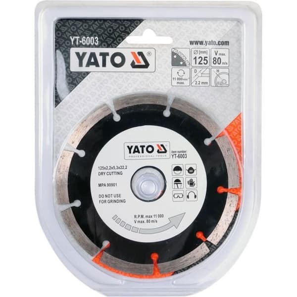 Yato YT-6003, Segmenterad diamantklinga, Betong, Granit, 12,5 cm, 191 g, 1 st.