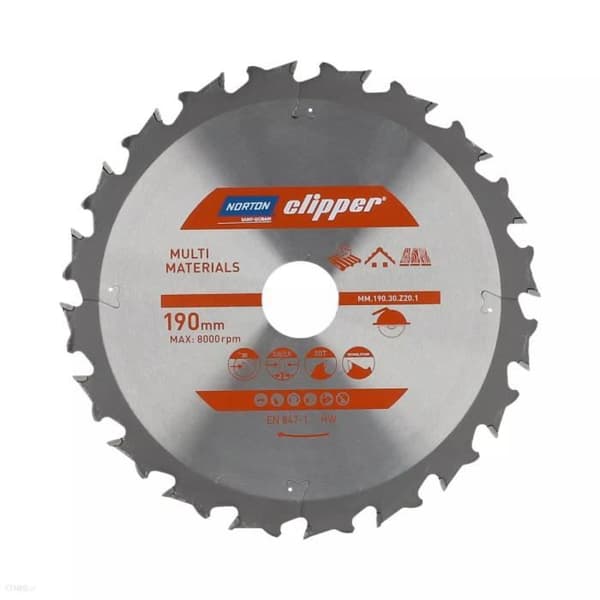 multimaterial hårdmetallblad 190x3.0-2.0x30 z20 norton klippare - 70184608129 slipskiva