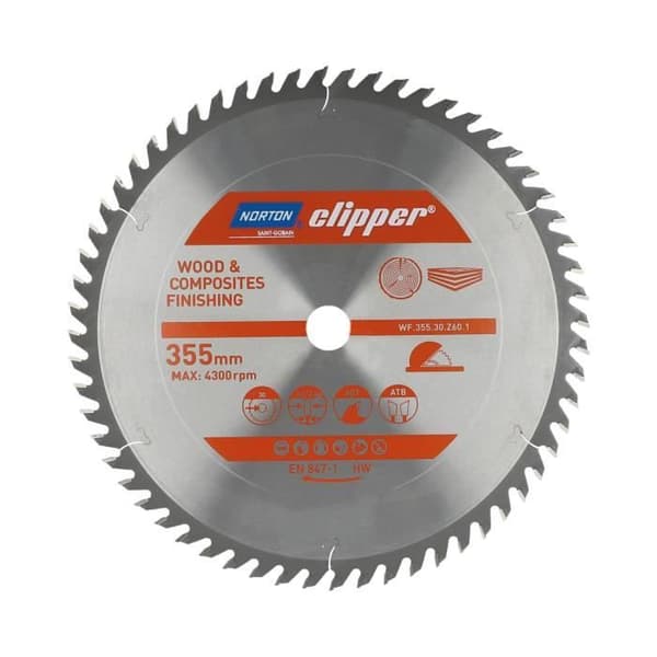 hårdmetallbladsfinish 355x3,2-2,4x30 z60 norton klippare - 70184608126 slipskiva