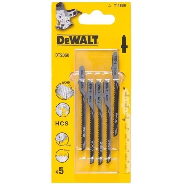 Sågblad för sticksåg trä HCS - DEWALT - DT2050-QZ - Skärdjup 15mm - Fin snitt, kurvor