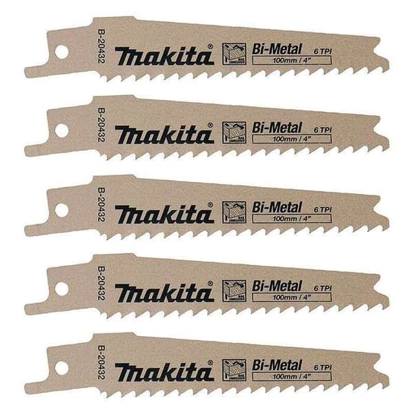 Bimetallklingor - MAKITA - B-20432 för trä med spik - Förpackning med 5 - 80mm - 6 tänder/tum