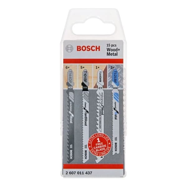 Sticksågblad - BOSCH - 2607011437 - 15 stycken - Trä och metall - Ergonomisk