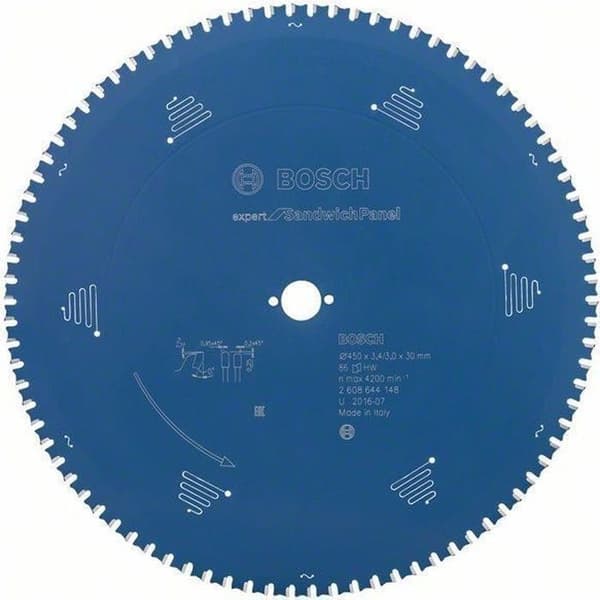 Bosch 2 608 644 148, Sandwichpanelmaterial, Stål, 45 cm, 3 cm, 3 mm, 4200 rpm, 3,4 mm