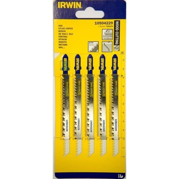 IRWIN Set med 5 HCS-blad för T301CD träbearbetningssticksåg - 8TPI
