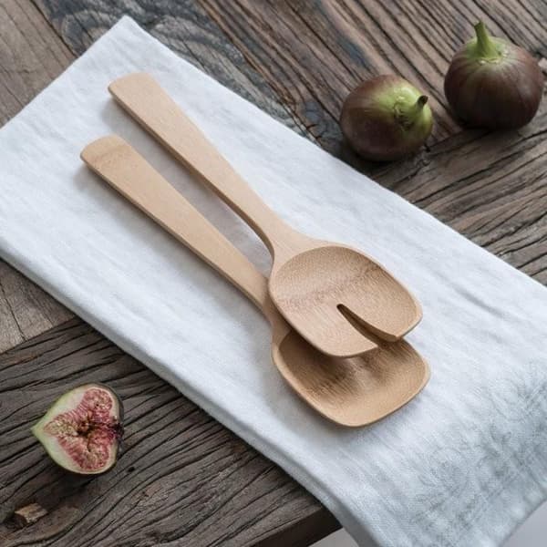 Korta salladsbestick av bambuträ - Green pioneer