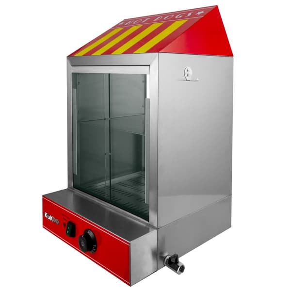 Korvvärmare Varmkorv Hot Dog Värmare Elektrisk Rostfritt Stål Skjutdörrar i Glas Hylla 2 Brickor Termostat 30 °C – 110 °C 2000W Tång 3 Såsflaskor