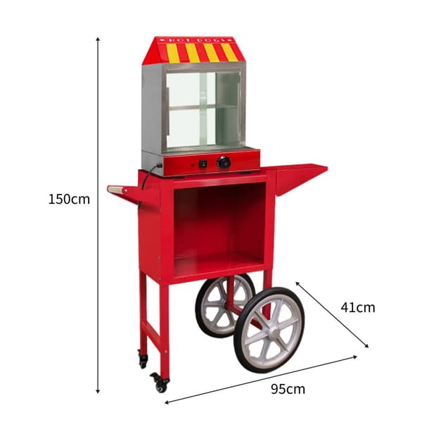Korvvärmare Varmkorv Hot Dog Värmare Elektrisk Rostfritt Stål Skjutdörrar i Glas Hylla 2 Brickor Termostat 30 °C – 110 °C 2000W Tång 3 Såsflaskor