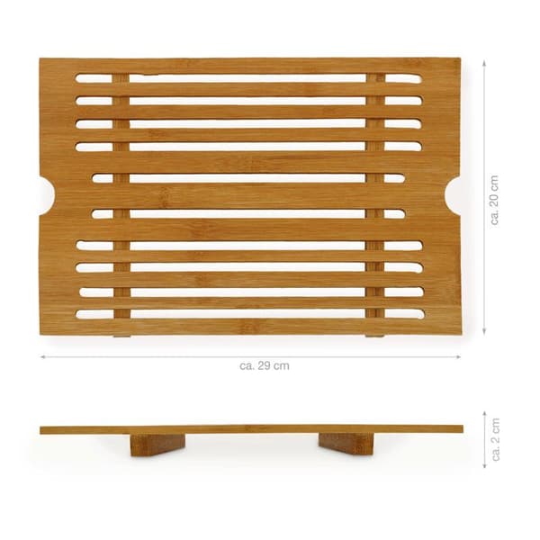Relaxdays Brödbord med smultrådsfack, i bambu, H x B x D: ca 3 x 37 x 21,5 cm, natur