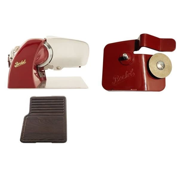 Berkel - Home Line 200 Röd + Värmebehandlad skärbräda + Tillbehörsvässare för Home Line