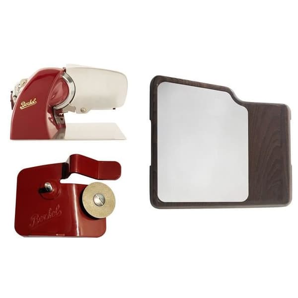 Berkel - Home Line 200 Röd + skärbräda i rostfritt stål, trä + Home Line tillbehörsvässare