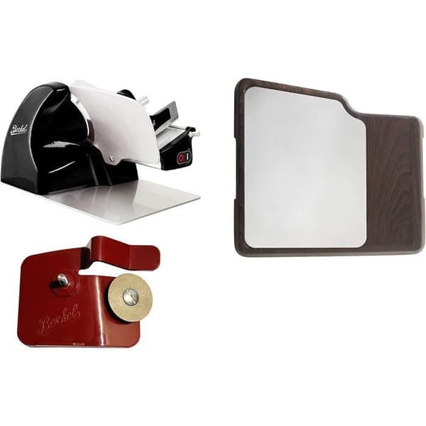 Berkel - Home Line 250 Black + Home Line Accessory Sharpener + Rostfri skärbräda, trä