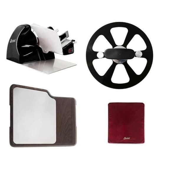 Berkel - Home Line 200 svart + rostfri skärbräda, trä + rött skärskydd + bladextraktor