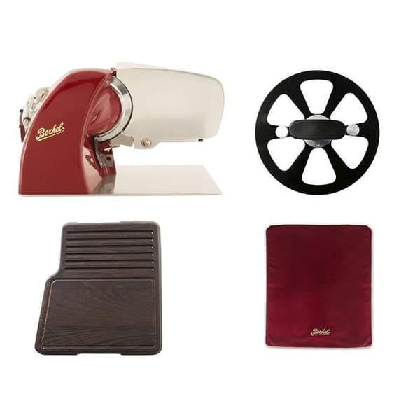 Berkel - Home Line 200 Röd + Värmebehandlad skärbräda + Röd Slicer Cover + Bladextraktor