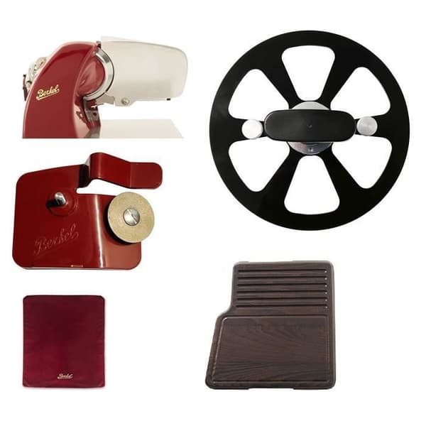 Berkel - Home Line 200 Red+Värmebehandlad skärbräda+Rött lock+Blade Extractor+Slipare för Home Line