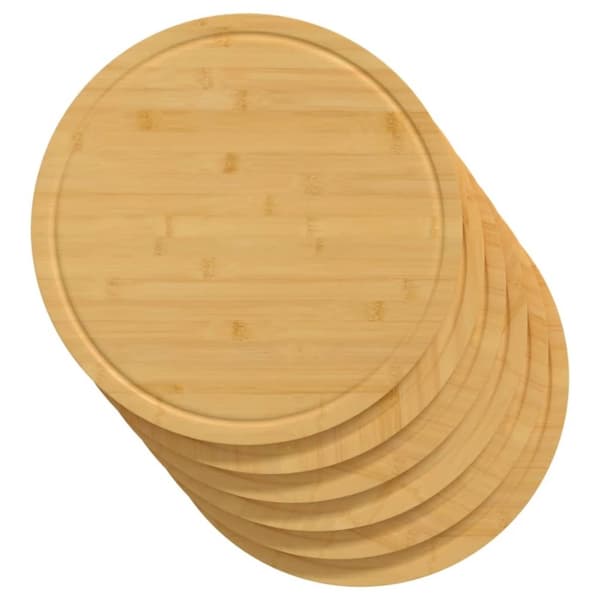 vidaXL skærebrætter 6 stk. Ø30x1,5 cm bambus