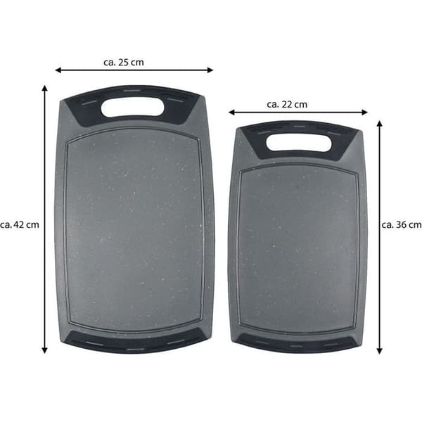 STONELINE® Set med 2 skärbrädor - Liten 36x22 cm och stor 42x25 cm - Halkfri - Plastmaterial - Grå Färg