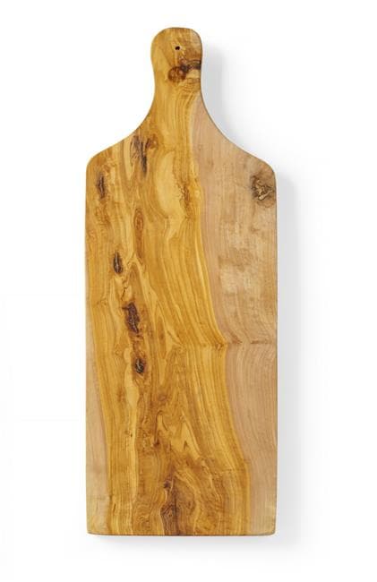 Serveringsbræt i oliventræ med hank 400x140x(H)18