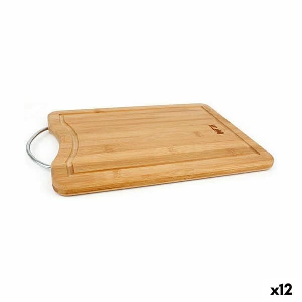 Skjærebrett Quttin Brun Sølv Metall Bambus 27 x 20 x 1,5 cm (12 enheter)