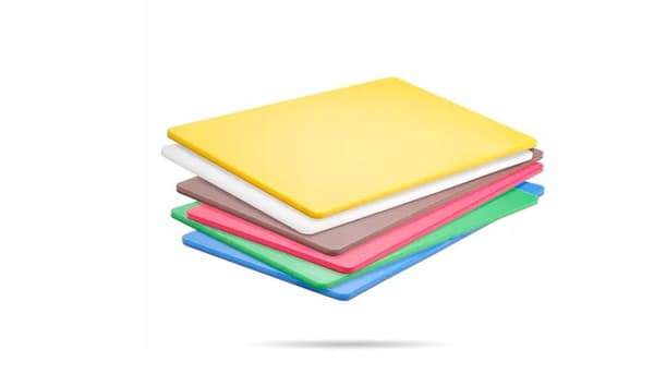 Sæt med 6 skærebrætter HACCP GN 1/1 HENDI, 530x325mm, HDPE 500, farvede, 10mm
