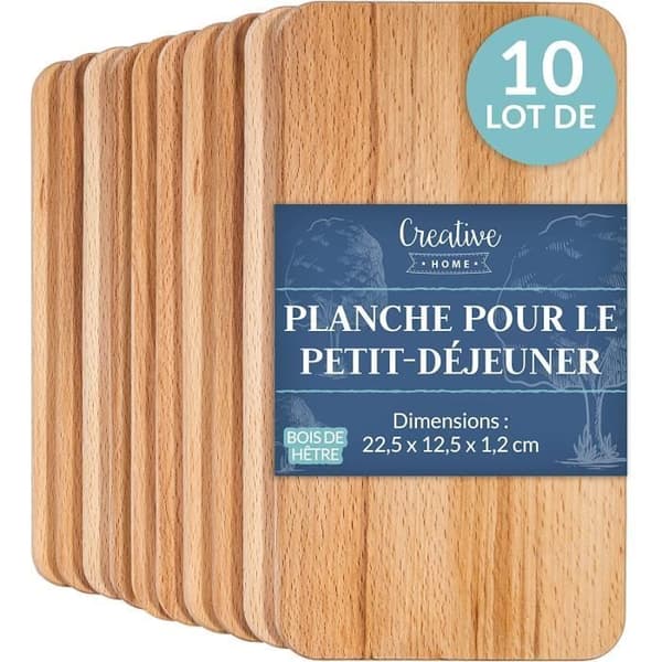 Creative Home Set med 10 trä skärbräda | 22,5 x 12,5 x 1,2 cm | Frukostbräda i trä | Frukostbräda
