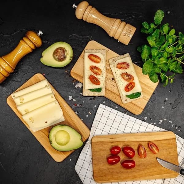 Creative Home Set med 6 trä skärbräda | 22,5 x 12,5 x 1,2 cm | Frukostbräda i trä | Frukostbräda