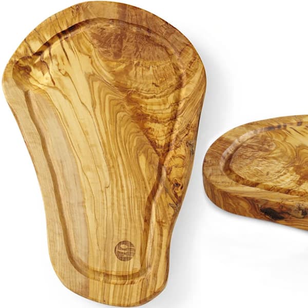 Serveringsbræt i oliventræ med rille 300 x 210 x 18 mm - Hendi 505199