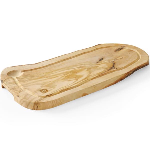 Serveringsbræt i oliventræ med rille 400 x 250 x 18 mm - Hendi 505212