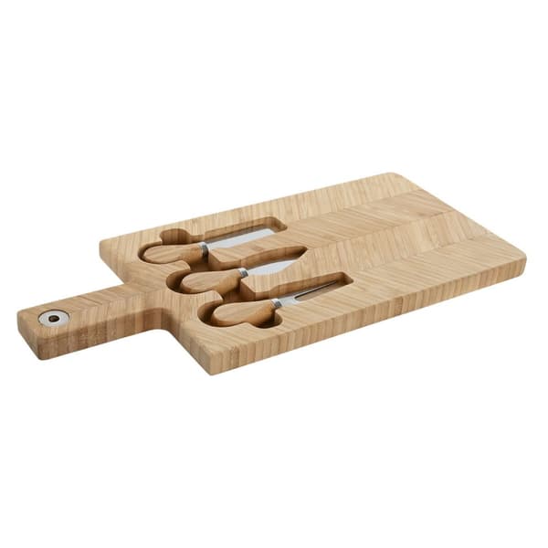 Skærebræt Home ESPRIT Natur Bambus Rustfrit stål 41 x 18,3 x 2 cm (4 Dele)