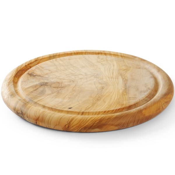 Lauta lihan, juuston ja välipalojen tarjoiluun, oliivipuusta, pyöreä, halkaisijaltaan. 260mm