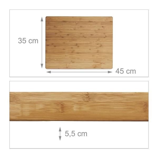 Relaxdays Bambu randig skärbräda tjock skärbräda med ihåligt handtag HxBxD: 5,5 x 45 x 35 cm oljat trä kök,