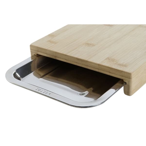 Skærebræt DKD Home Decor Natur Bambus Rustfrit stål 28 x 21,5 x 4,2 cm