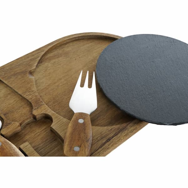 Skjærebrett DKD Home Decor Rustfritt stål Brett Akasia (32 x 20 x 1.5 cm) (4 x 15 x 1,5 cm) (3 pcs)