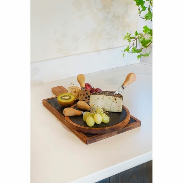 Skjærebrett DKD Home Decor Rustfritt stål Brett Akasia (32 x 20 x 1.5 cm) (4 x 15 x 1,5 cm) (3 pcs)