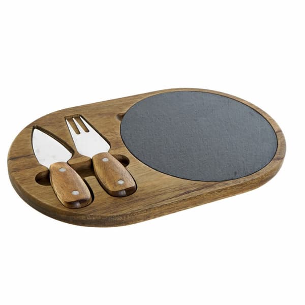 Skjærebrett DKD Home Decor Rustfritt stål Brett Akasia (32 x 20 x 1.5 cm) (4 x 15 x 1,5 cm) (3 pcs)