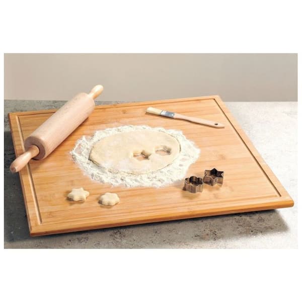 Skärbräda - AC-DÉCO - 56 x 50 x 4 cm - Beige bambu - Multifunktion - Halkfri