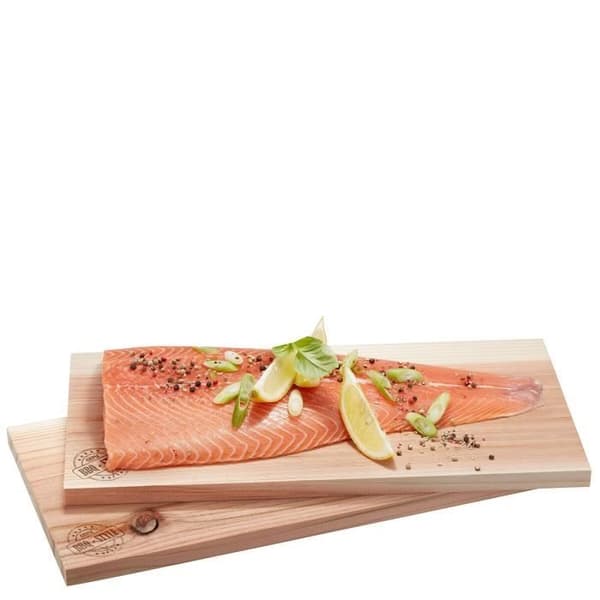 Set med 2 Gefu BBQ ceder grill skärbrädor - beige - 39,5x19,5 cm