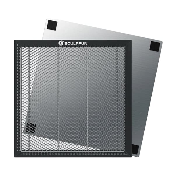 Laserleikkaus hunajakennolevystä, koko 400x400 mm, kestävä metallirakenne,musta