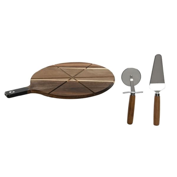 Pizza-form Home ESPRIT Naturell 30 x 40 x 1,5 cm (3 Delar)