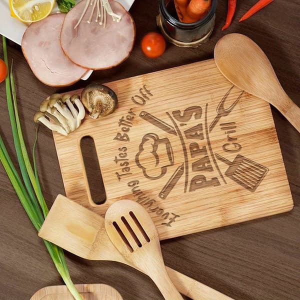 1 Stycke Bambu Skärbräda Dekoration - Allt smakar bättre på pappas grill - Bästa Presenten till Mamma Pappa Familj Vänner - Fars Dag Present Julklapp